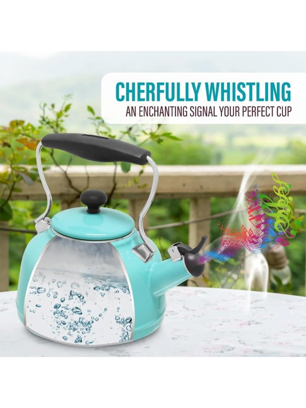 Tomato Bisque Kitchen Whistling Tea kettle 1. 7Quart Enamel Stainless Steel Pot - Picture 6 of 6